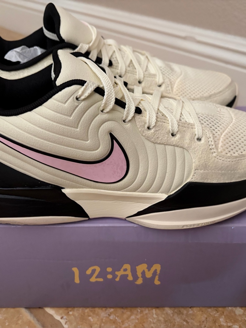 Nike Men Ja 2 White and Pink Low-Top Athletic Sneakers